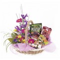 Basket of flowers and gourmet
